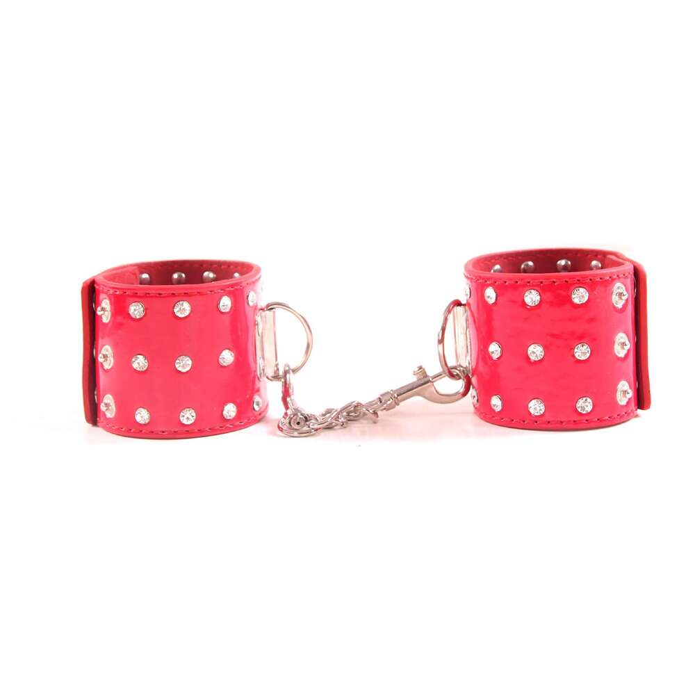 Free Custom Box - Hot Selling Sex Toy 7-Piece Bed Bondage Blindfolded Rhinestone Shiny Leather Bondage Set