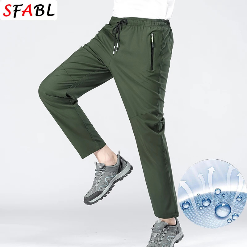 5XL High Stretch Outdoor Sport Hiking Pants Men Zipper Pockets Trousers Men Summer Thin Quick Dry Mens Pants Trekking Fishing 240805