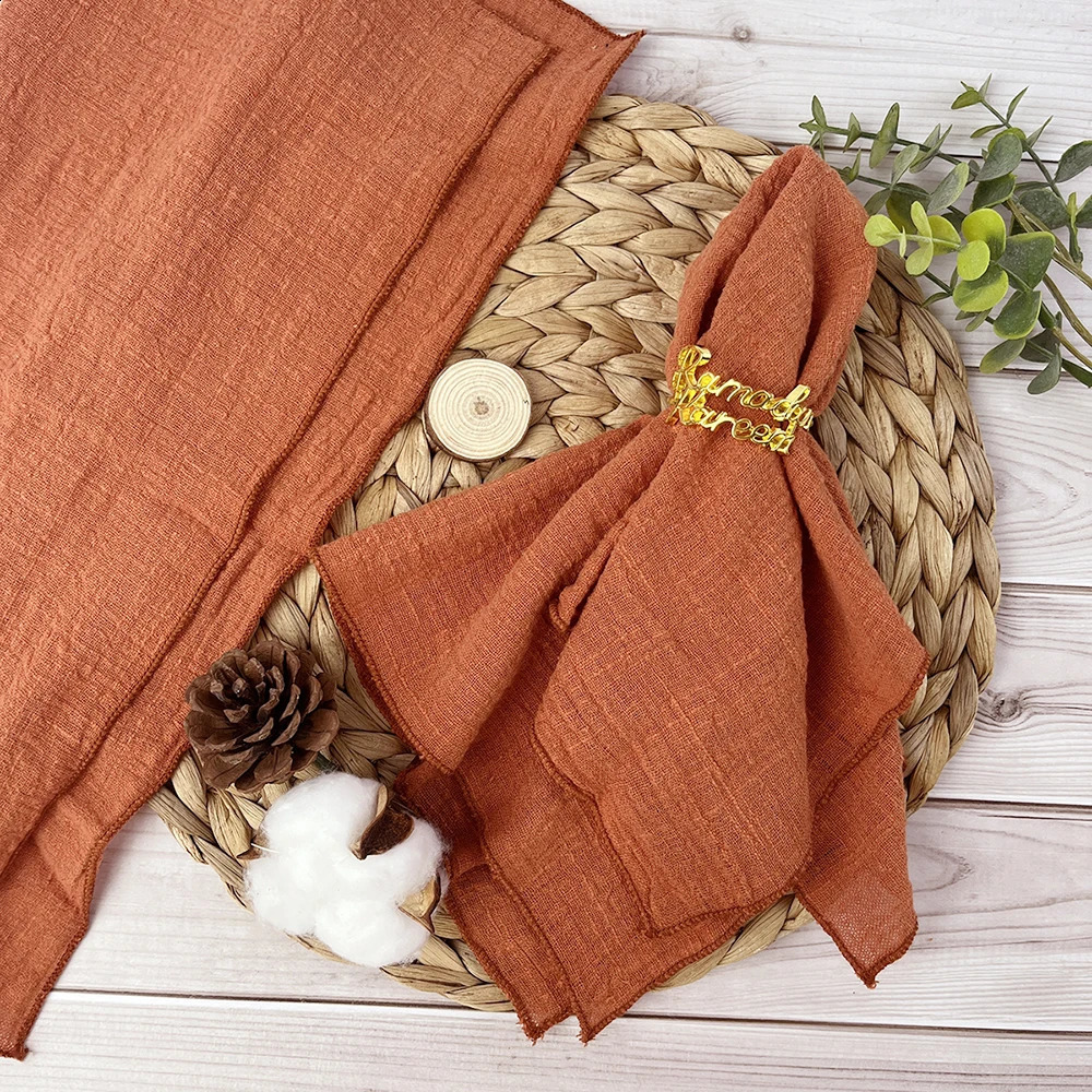 50PCS Terracotta Sewing Cloth Napkins 30x30cm Cotton Factory Wholesale Fabric Serviette Gauze Table Towels Wedding Decoration 240805