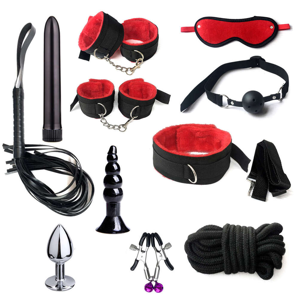 SANICA Bdsm Sex Toy Sexy Slave Leather Bed Sm Fetish Bondage Kit 11pcs Fetish Handcuffs Bondage Restraints For Adult Bondage Set