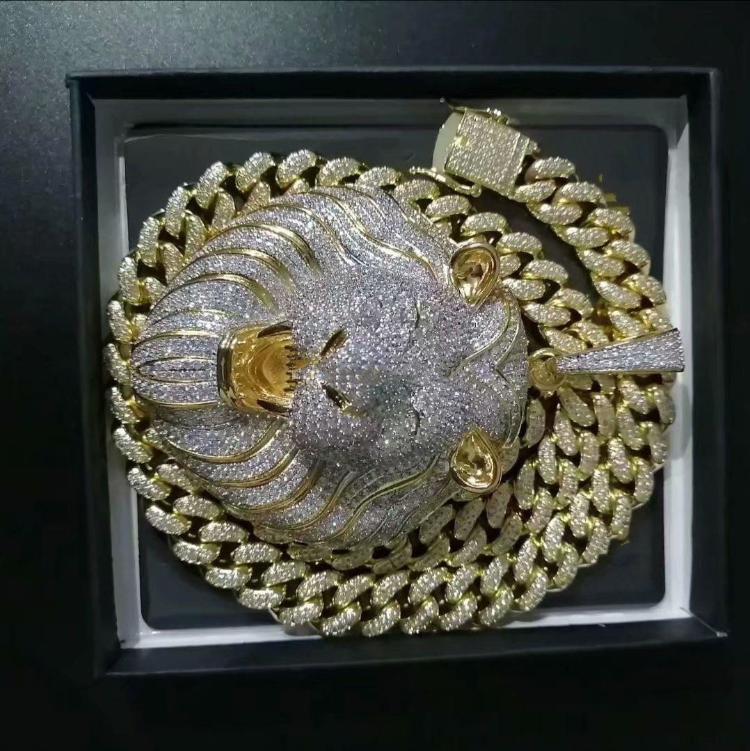 mens jewelry hip hop Iced out pendant designer necklace bling diamond cuban link chain big pendants lion animal rapper accessories