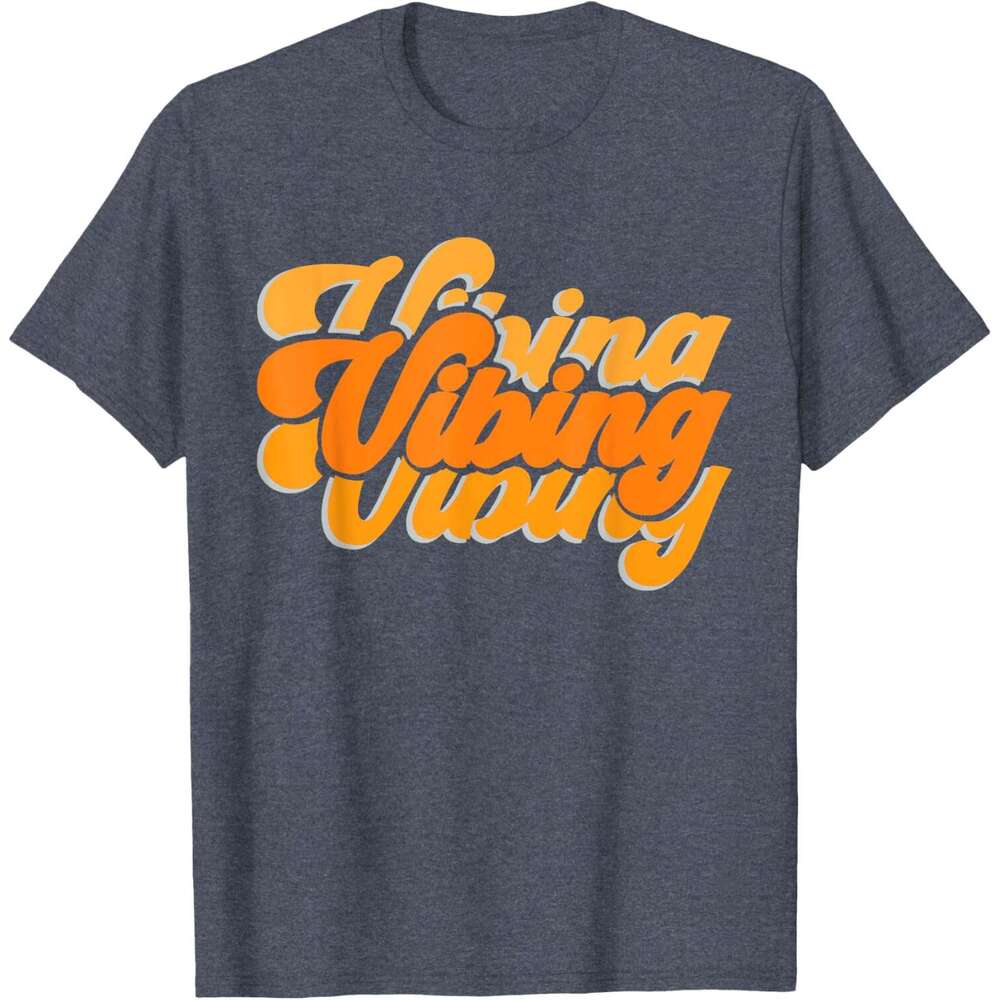 T shirt Mens Vibing Orange Vibes Only Color Graphic T-Shirt shirts tshirt graphic tee Casual tops summer clothes Short sleeve Free shipping