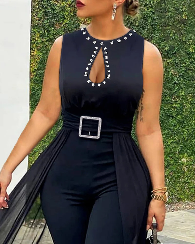 Summer Elegant Womens Full Set Tight Dress Ball Tight Dress Night Club Set Full Set jumpsuit240802