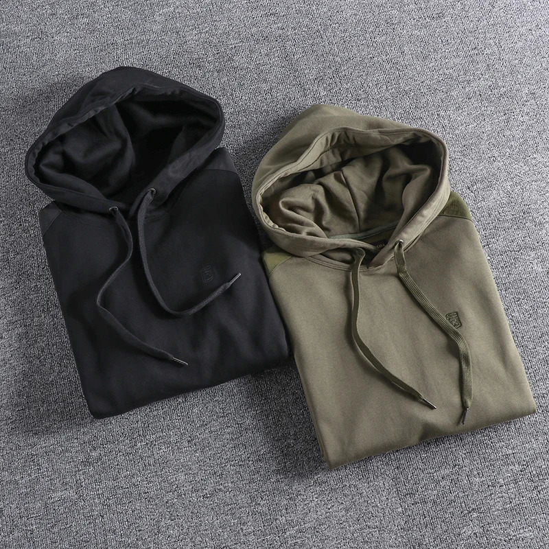 Spring Autumn American Retro Thick Velvet Hooded Hoodies Mens Fashion Pure Cotton Washed Old Loose Sport Casual Sweatshirt 240805