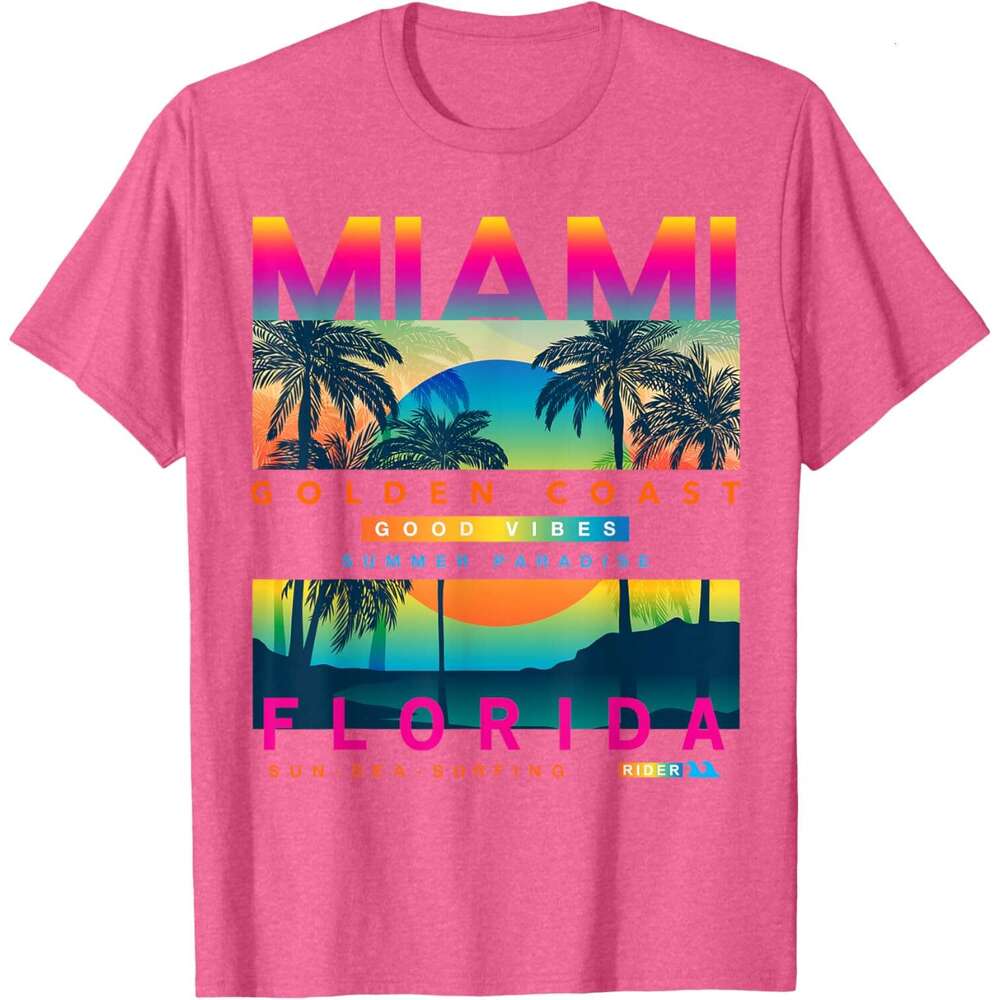 Fashion T shirt Mens Wear Florida T shirts, Miami Colorful Sunrise graphic T-Shirt shirts tshirt graphic tee Casual tops summer clothes Short sleeve F