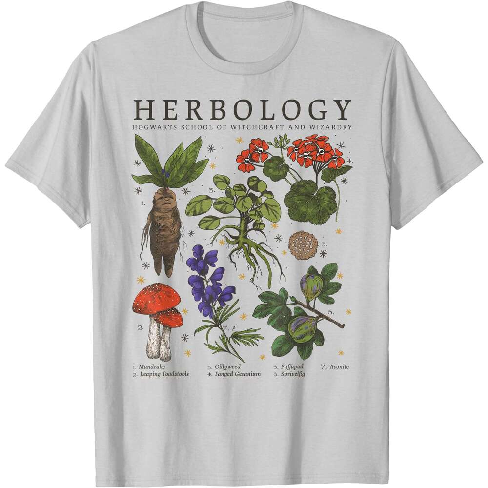 T shirt Mens Herbology Plants Short Sleeve T-Shirt shirts tshirt graphic tee Casual tops summer clothes Short sleeve Free shipping