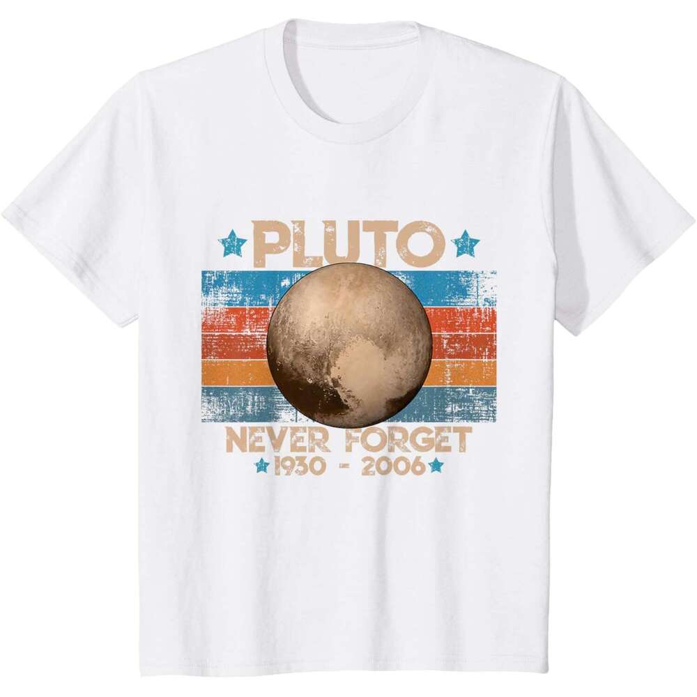 2025S Fashion Designer T Shirt Mens Vintage Never Forget Pluto Funny Retro Astronomy Space T Shirt Shirts Tshirt Graphic Tee Casual Tops Summer Clothe