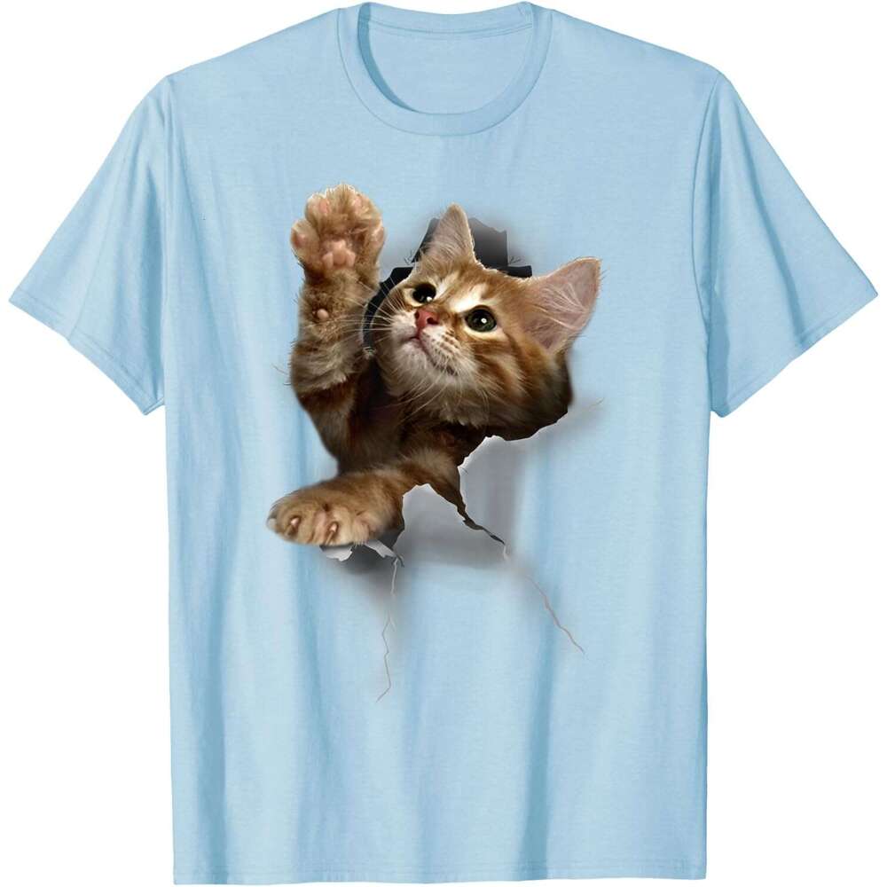 T shirt Mens Lovely Kitten Cracked Wall T-Shirt Cats Tee Shirt Gifts shirts tshirt graphic tee Casual tops summer clothes Short sleeve Free shipping