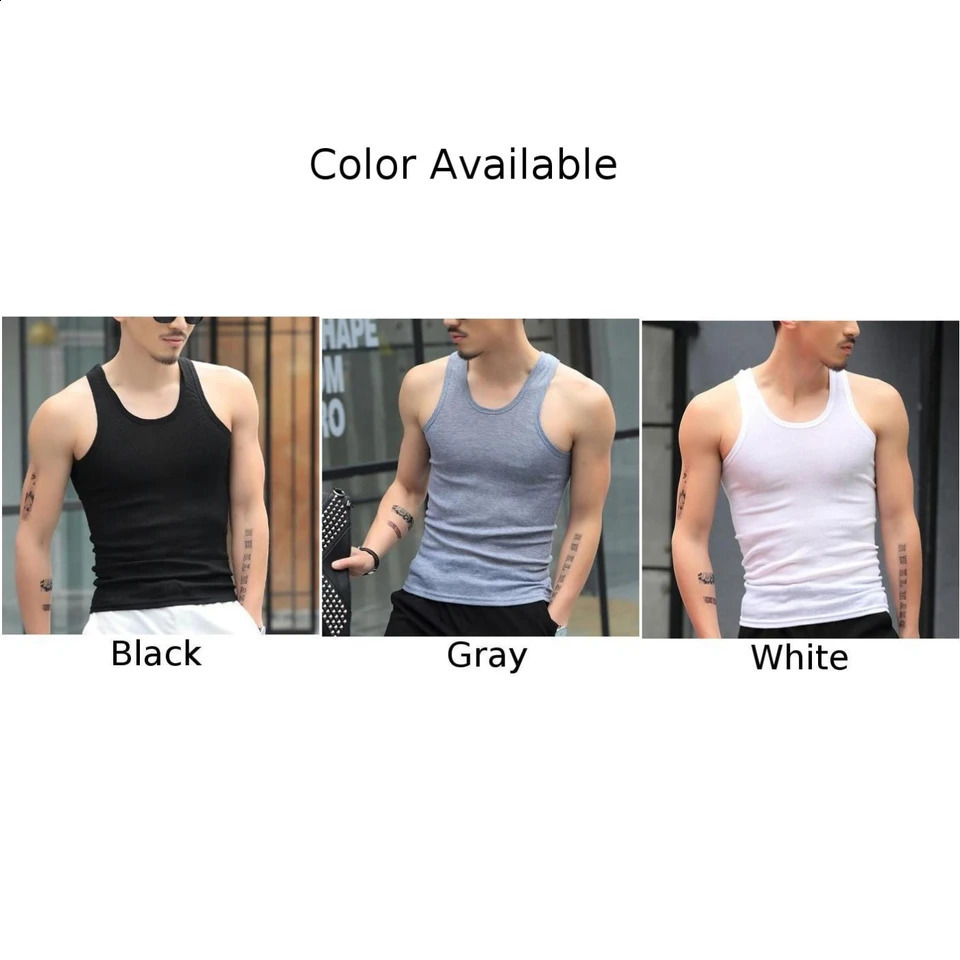 Men's TShirts Tank Tops Undershirt Gym Workout Sports Fitness TShirt Beater Underwear Vest Male Clothing 240819