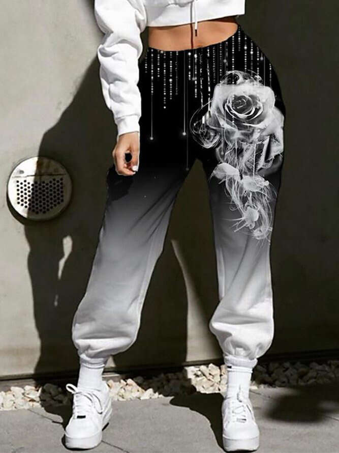 2022 Autumn New Gradient Printed Loose Sanitary Pants High Waist Casual Womens Pants Harlan Sweatpants Military Pants for Man Jeans for Pregnant Women