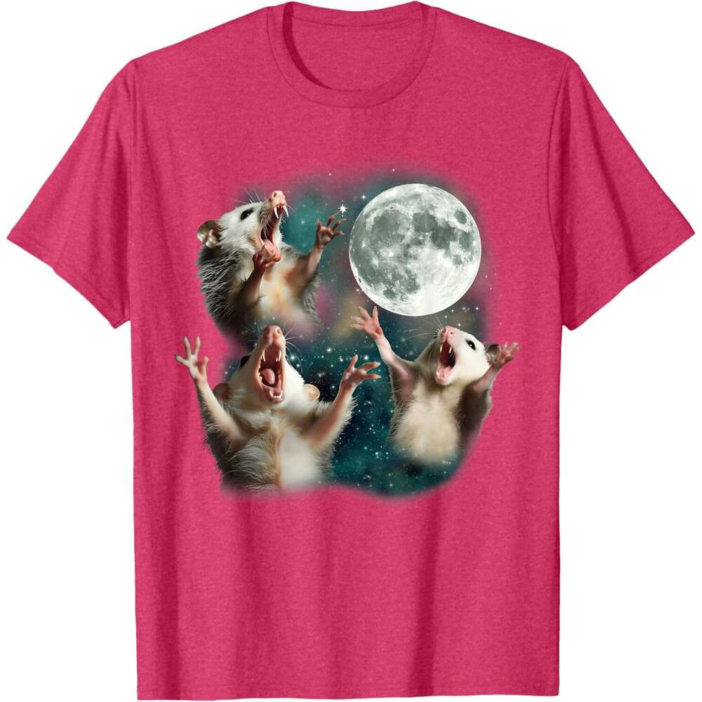 T shirt Mens Three Possum Moon 3 Opossum Funny Weird Cursed Meme T-Shirt shirts tshirt graphic tee Casual tops summer clothes Short sleeve Free shippi