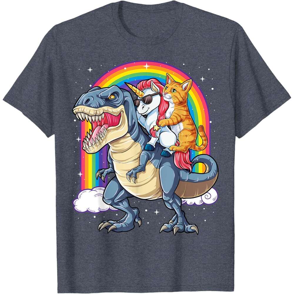 T shirt Mens Cat Unicorn Riding Dinosaur T rex Kitten Lover Space Galaxy T-Shirt shirts tshirt graphic tee Casual tops summer clothes Short sleeve