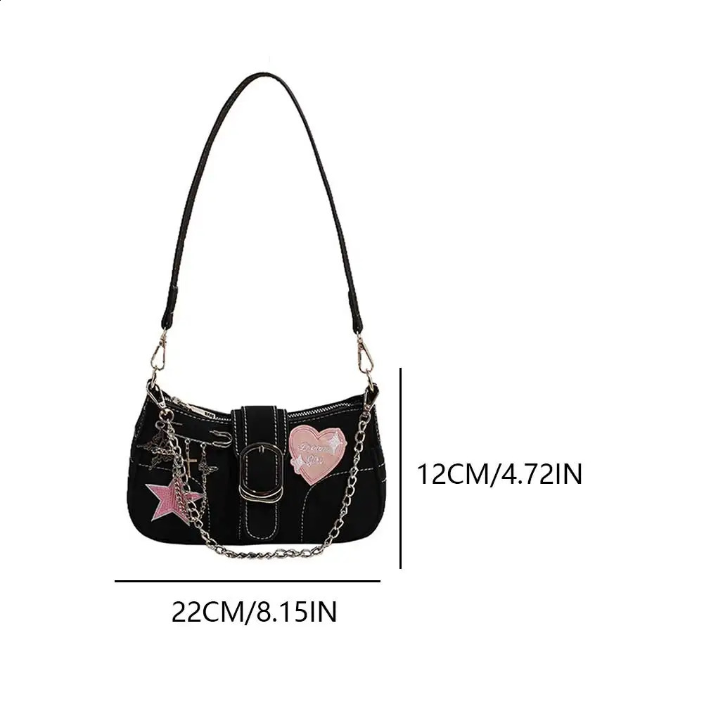 Y2K Fashion Handbag Chain Star Trendy Hobo Bag with Adjustable Strap Everyday Purse Aesthetic for Women and Girls 240805