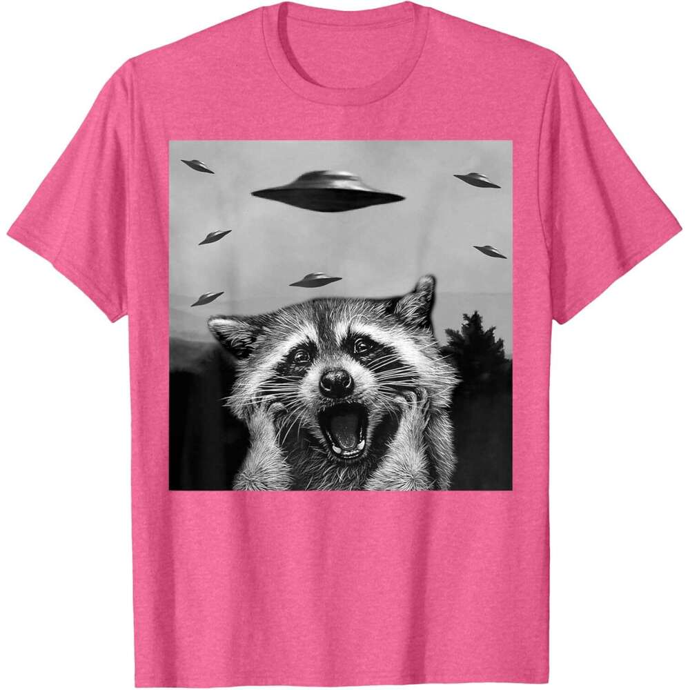 T shirt Mens Alien UFO Funny Raccoon Stuffed Animal For Men, Women, Kids T-Shirt shirts tshirt graphic tee Casual tops summer clothes Short sleeve Fre