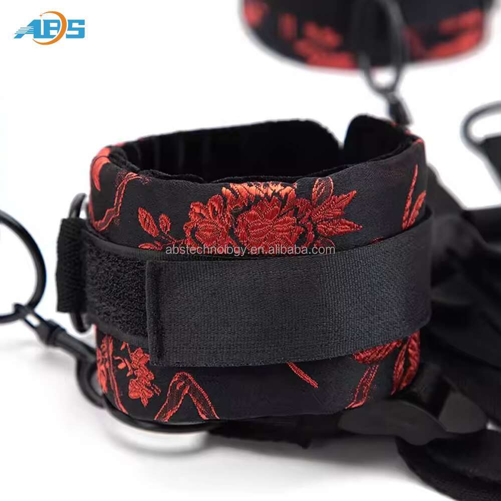 Sex Restraining Straps Tied Tease Bed Adult Sex Toys Set Leather For Couple To Restraint For Adult Black Leather Bondage Set