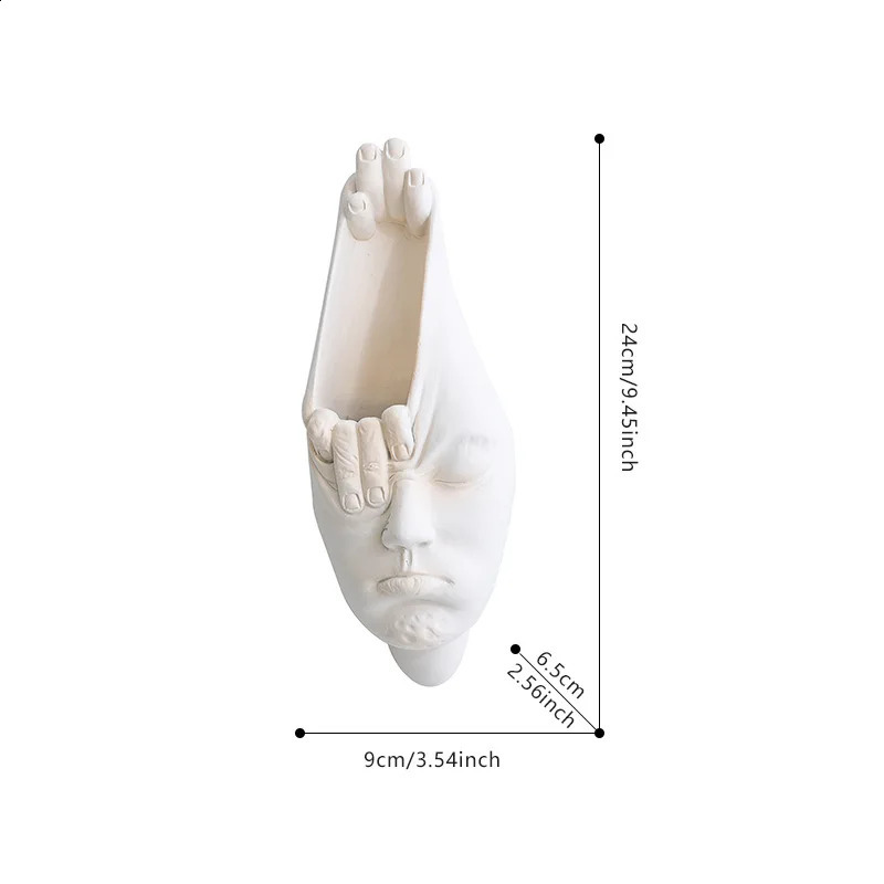 Abstract Wall Hanging Resin Statue Creative Human Face Expression Sculpture Wall Flowerpot Art Craft Ornament Home Decor 240805