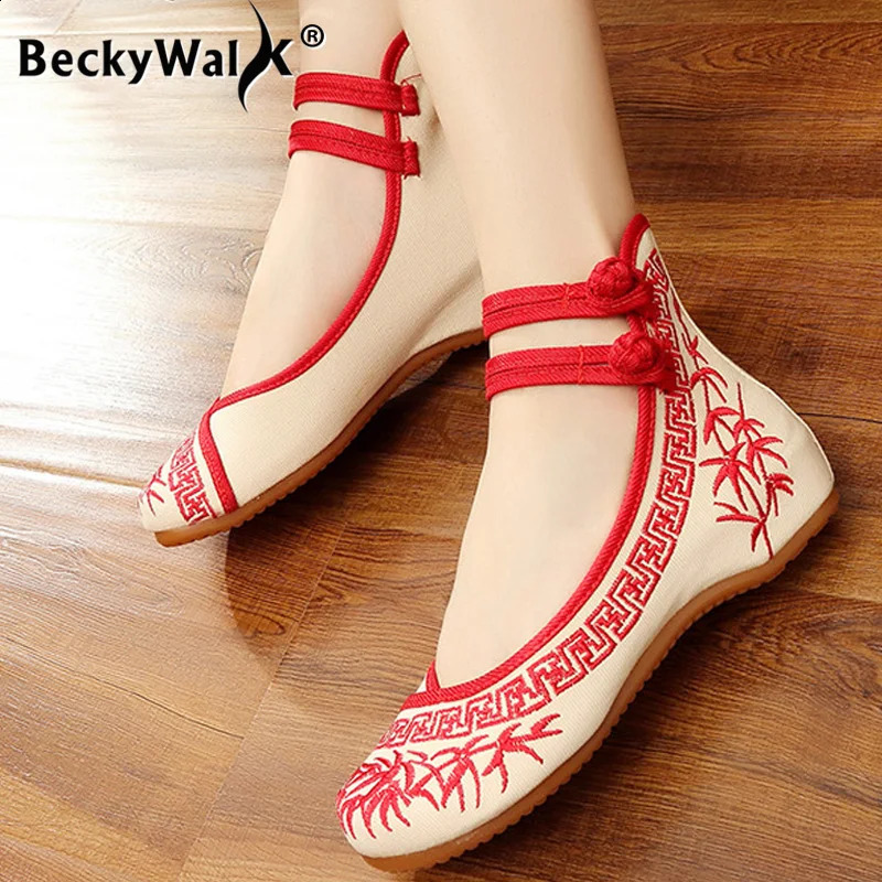 Ladies model bamboo literati ink Chinese style blue and white porcelain series embroidered cloth shoes womens shoes WSH2296 240802