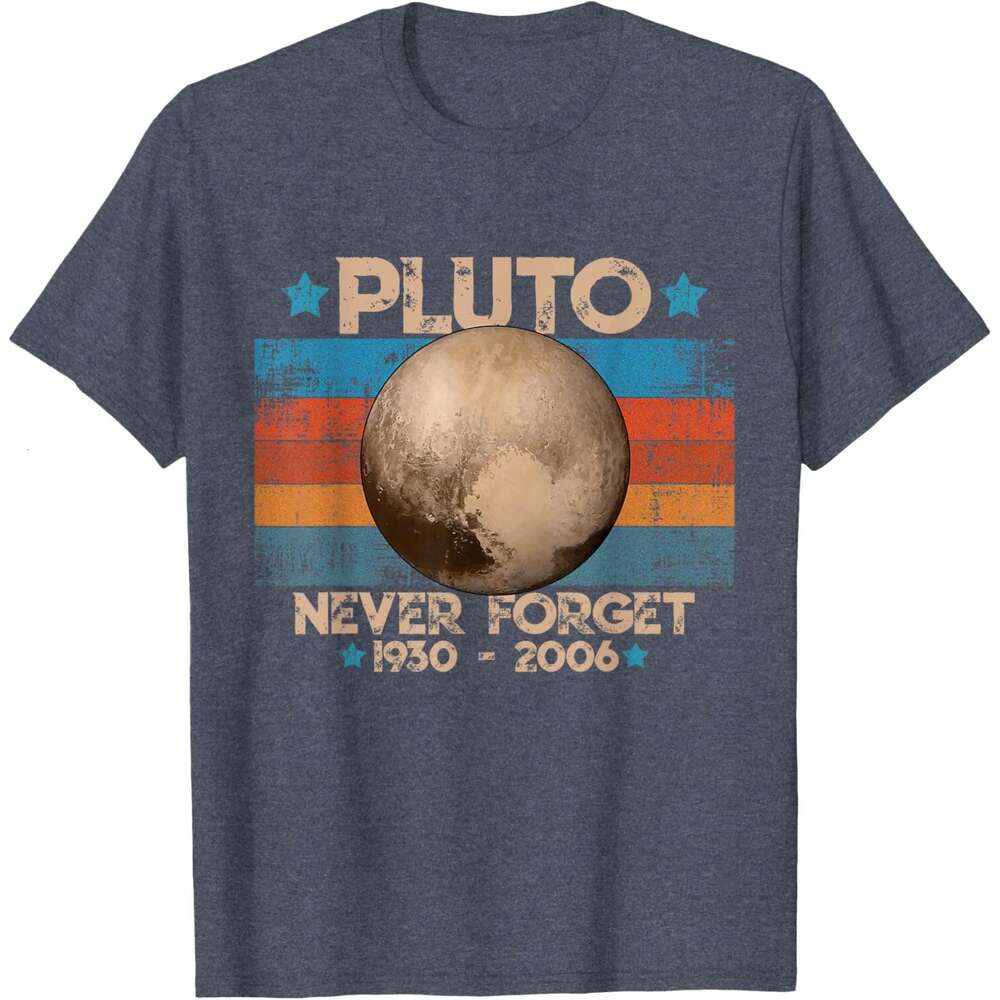 2025S Fashion Designer T Shirt Mens Vintage Never Forget Pluto Funny Retro Astronomy Space T Shirt Shirts Tshirt Graphic Tee Casual Tops Summer Clothe