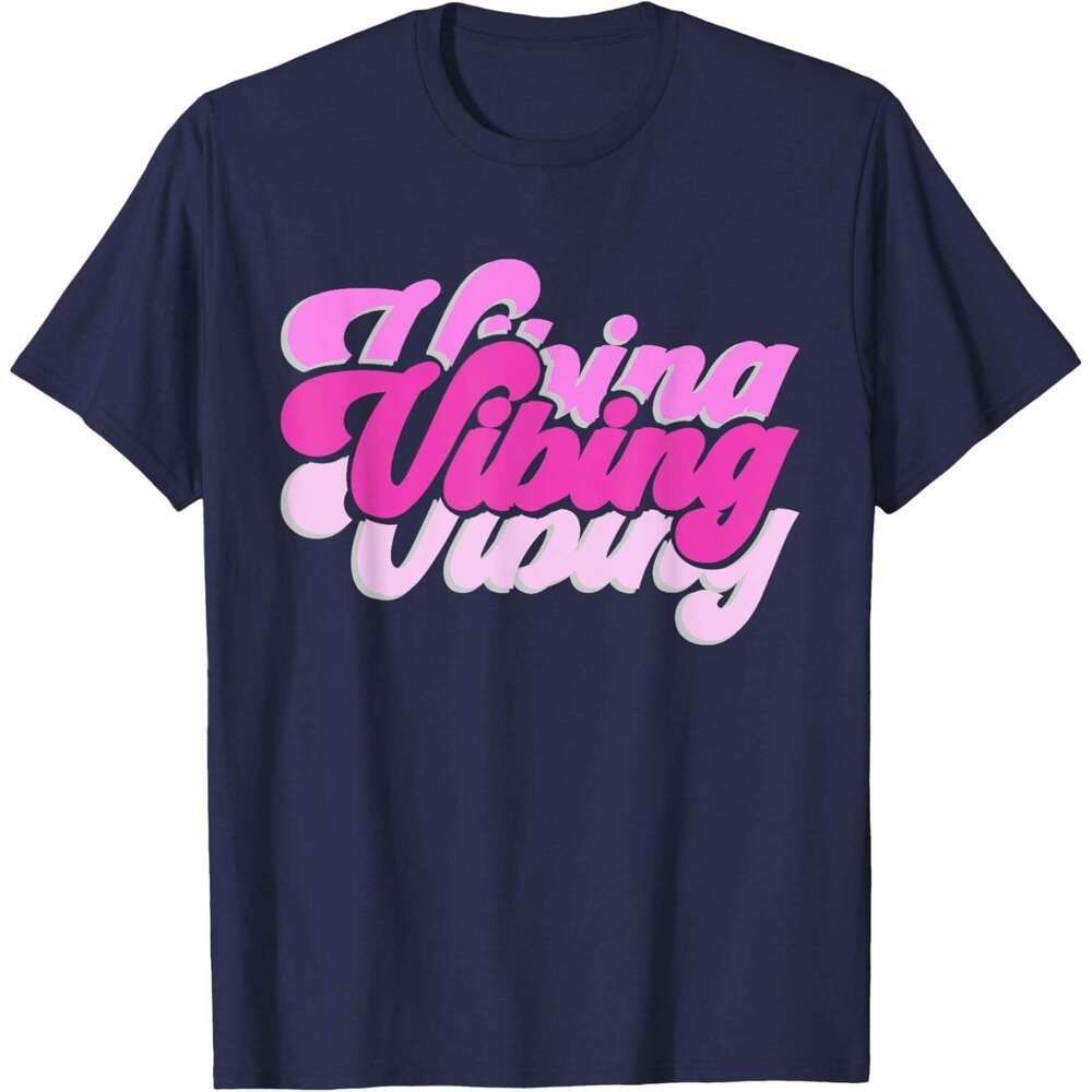 T shirt Mens Vibing Color Graphic Pink Vibes Only T-Shirt shirts tshirt graphic tee Casual tops summer clothes Short sleeve