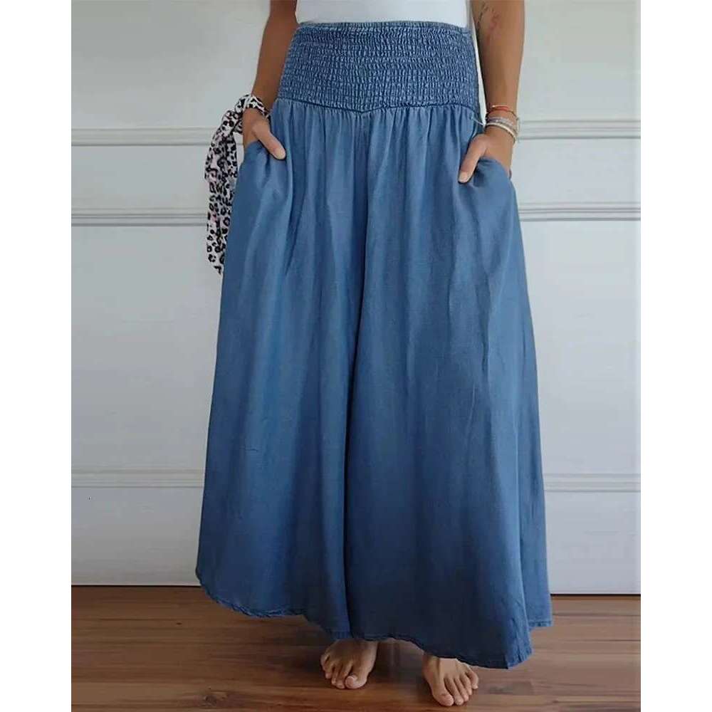 2024 New Womens Fashion Casual Hug Leg Elastic Belt Wide Pants College Style Harlan Sweatpants Straight Tube Jeans for Pregnant Women Half Pants for M