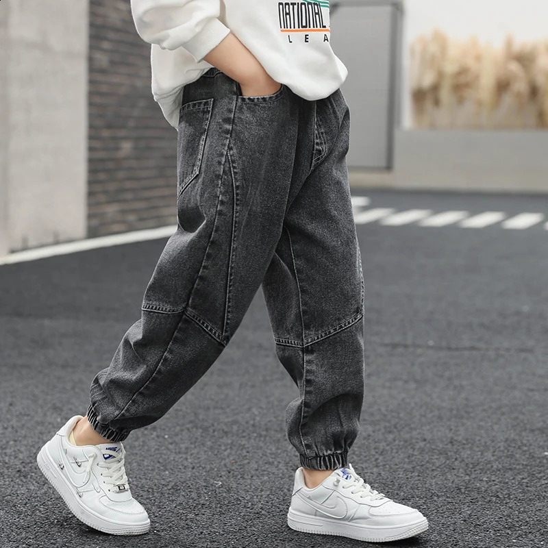 Childrens Clothing Casual Jeans For Boy Pants Denim Cotton Autumn Winter Elastic Waist Jeans Kids Casual Pants 4 6 8 10 12 Year 240729