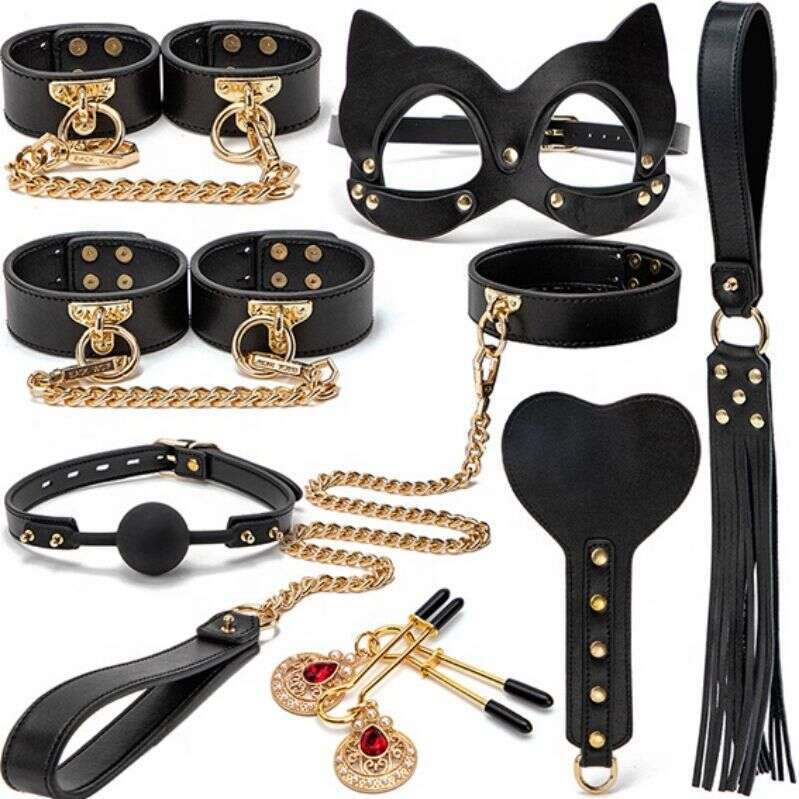 8pcs set BDSM Bed Bondage Kits Genuine leather Restraint Set Handcuffs Collar Gag Erotic Sex Toys for Women Couples Adult Games