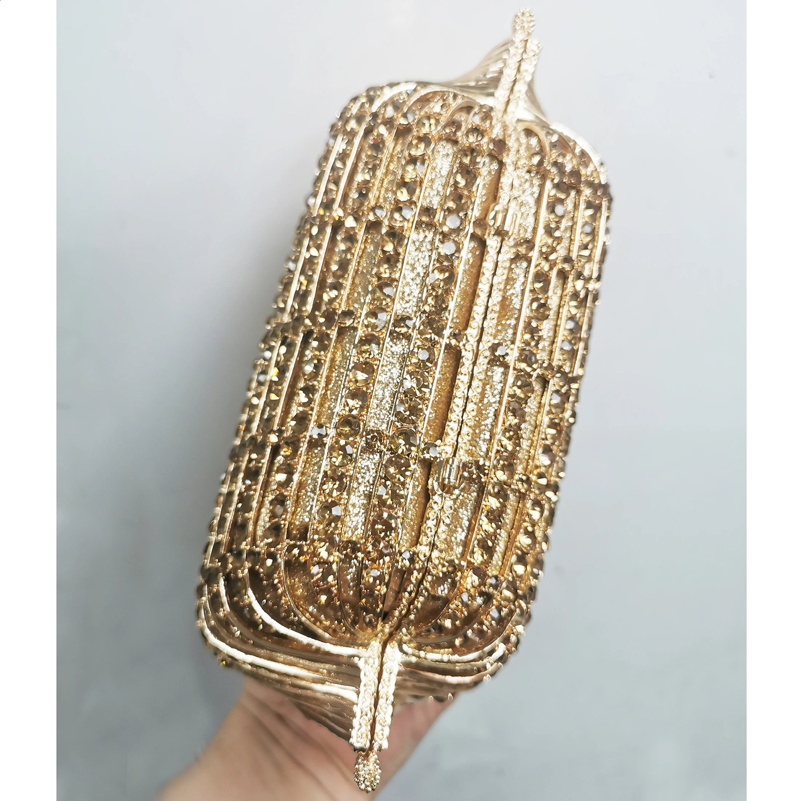 XIYUAN Womens Gold Crystal Evening Bag with Handle Bridal Diamond Elegance Banquet Handbag Wedding Dinner Party Wallet 240823