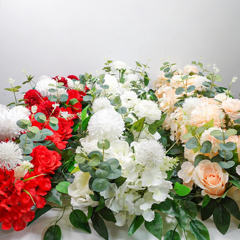 100cm Artificial Flower Row DIY Wedding Party Background Wall Decoration Flowers Outdoor Forest Wedding Decoration Fake Flowers 240805