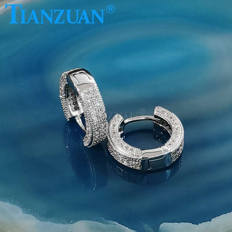 New Simple Small Hoop Moissanite Sterling Sier Trend Piercing Earrings for Women Men