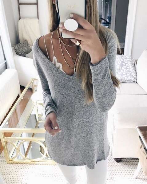 Autumn and Winter New Long Sleeved V-neck Knitted Sweater Top Womens Clothing Cardigan Fallautumn Sweater Long Sweaters Womens Designer Sweater