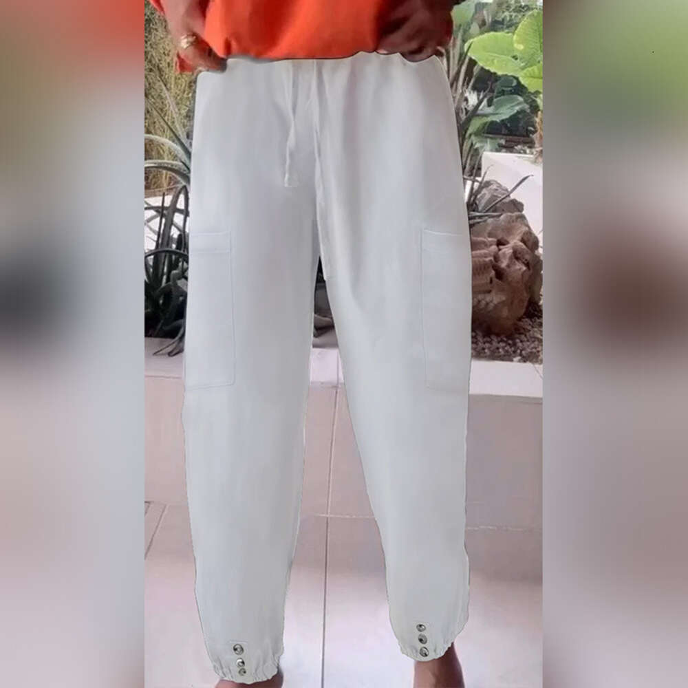 2024 New Loose Fit High Waisted Cropped with Wide Legs and Mid Waist Micro Elastic Womens Pants Nine Points Waterproof Trousers Man Jeans for Pregnant