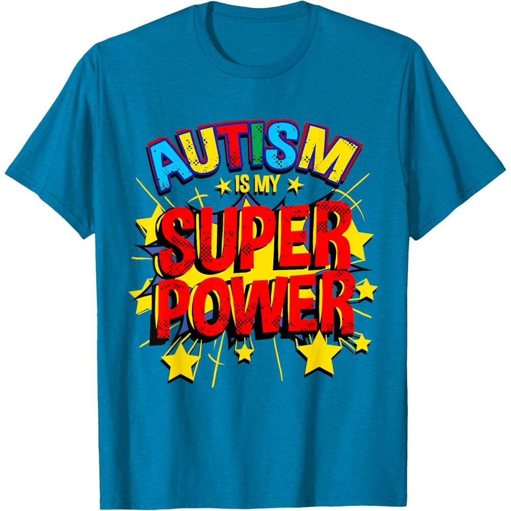 T shirt Mens Is My Superpower Autism Awareness T-Shirt shirts tshirt graphic tee Casual tops summer clothes Short sleeve Free shipping