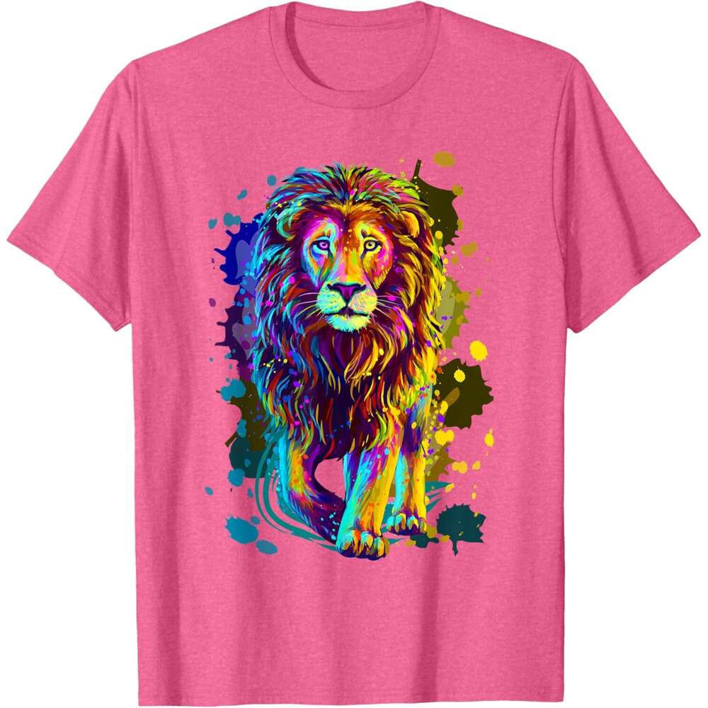 T shirt Mens Cool Colorful Wild Stylish T Shirt Lion Graphic Design T-Shirt shirts tshirt graphic tee Casual tops summer clothes Short sleeve