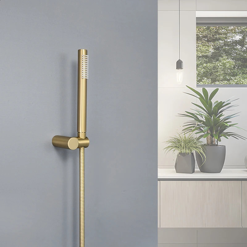 Brushed Gold Hand Held Shower Head Bathroom Gold Finished Brass or Stainless Steel Rain Shower Spray Bath Handheld Shower Heads 240805