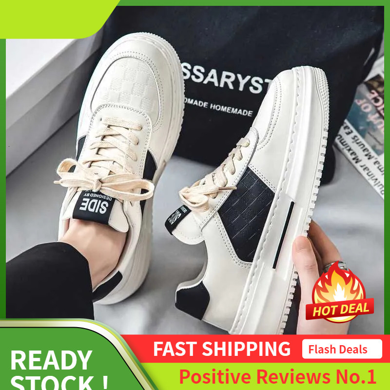 Ddmyoutdoor Men Casual Autumn Breathable New White Korean Version Trendy Versatile Thick Sole Athleisure Shoes Black Free Shipping Outdoor
