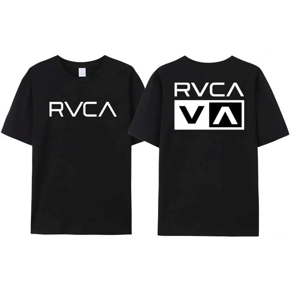 Men's T-Shirts RVCA T Shirt Men Women Black Tee Summer Cotton Tshirt Oversized Short Sleeve Fashion Design Brand T-shirt Top Streetwear Clothes z