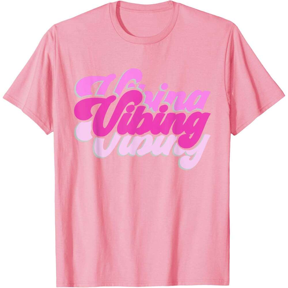 T shirt Mens Vibing Color Graphic Pink Vibes Only T-Shirt shirts tshirt graphic tee Casual tops summer clothes Short sleeve