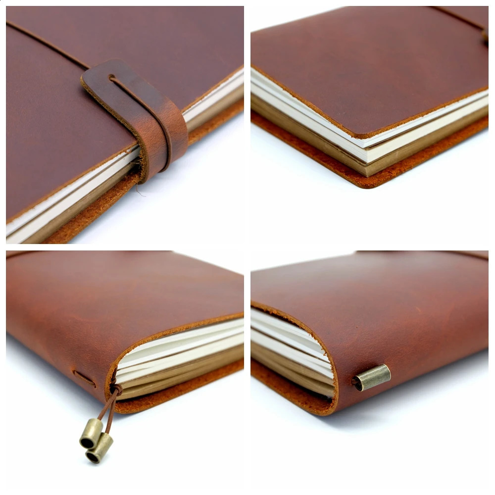 100% Handmade Genuine Leather Travelers Notebook Travel Diary Journal Vintage Cowhide Gift Planner Free Lettering Embosse 240805