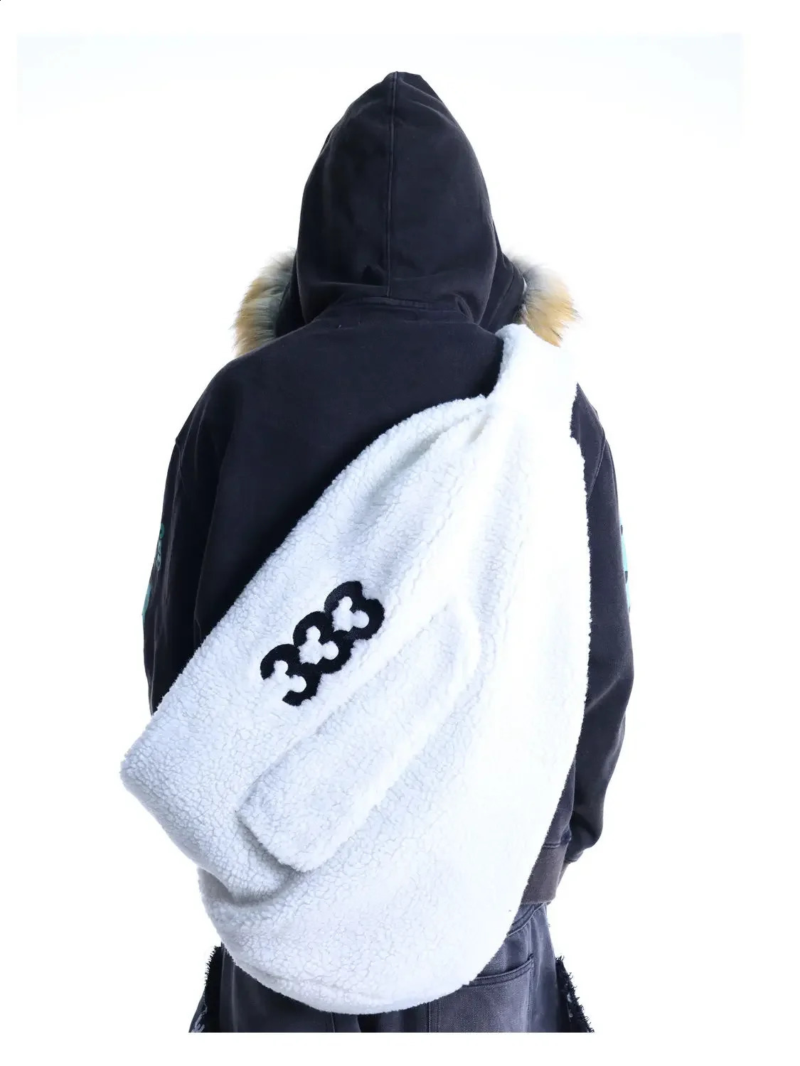 Fluffy Y2k Crossbody Bag for Women And Men Korean Fashion Shoulder Bags Unisex Cool Casual Travel Bag Black Backpack Winter 240805
