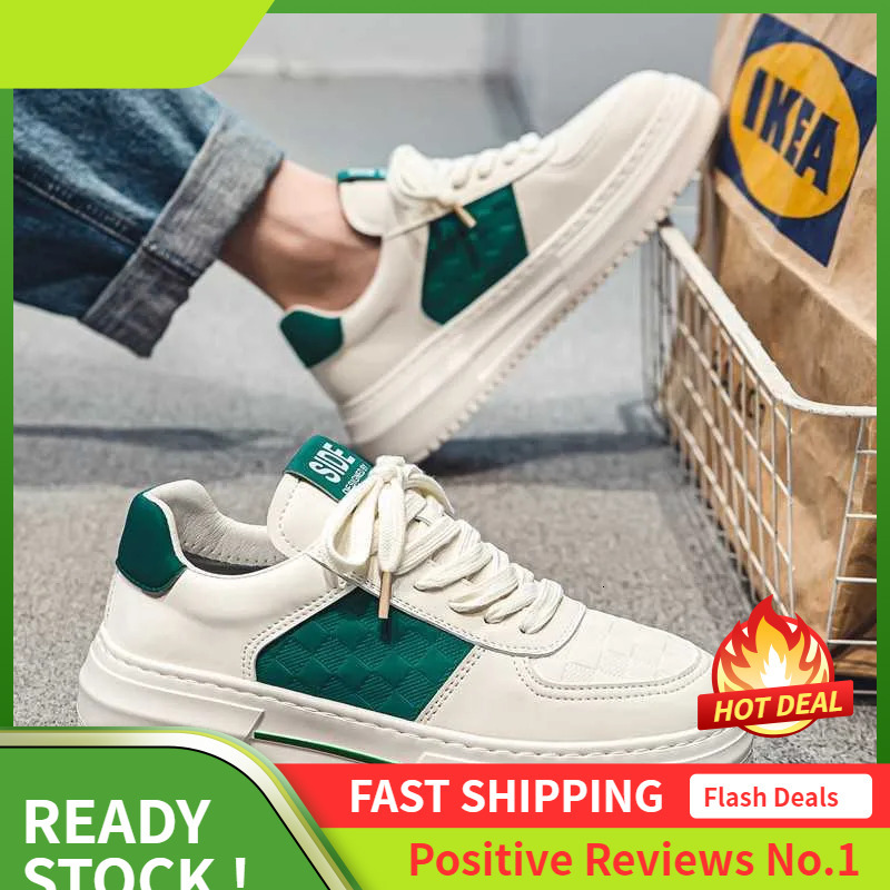 Ddmyoutdoor Men Casual Autumn Breathable New White Korean Version Trendy Versatile Thick Sole Athleisure Shoes Green Free Shipping Outdoor