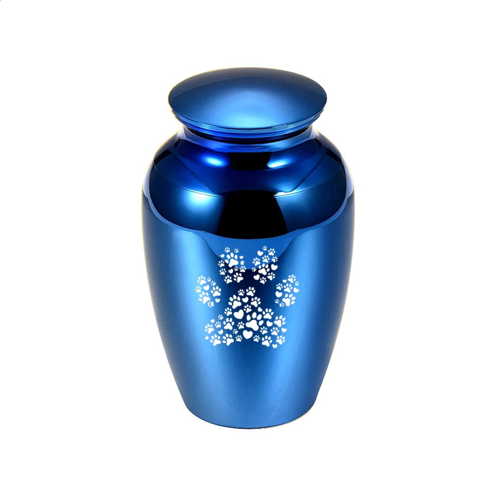 Aluminum Alloy Pet Caskets Urns Large Paw Print Memorial Urn Dog Cat Ashes Holder Cremation Urn for Human Pet Ashes BlueBlack 240805