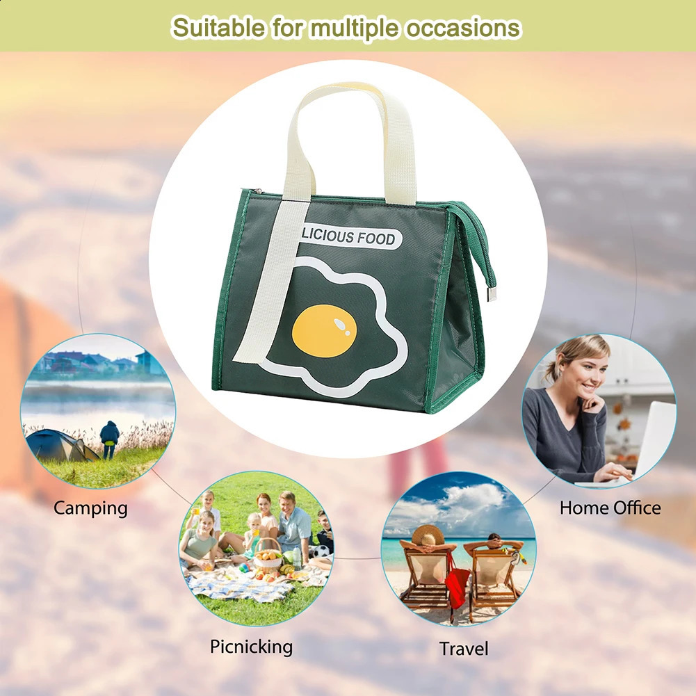 Triangle Insulated Cooler Bento Bag Aluminum Film Thermal Lunch Box Bags Large Capacity Waterproof Lightweight Camping Supplies 240802