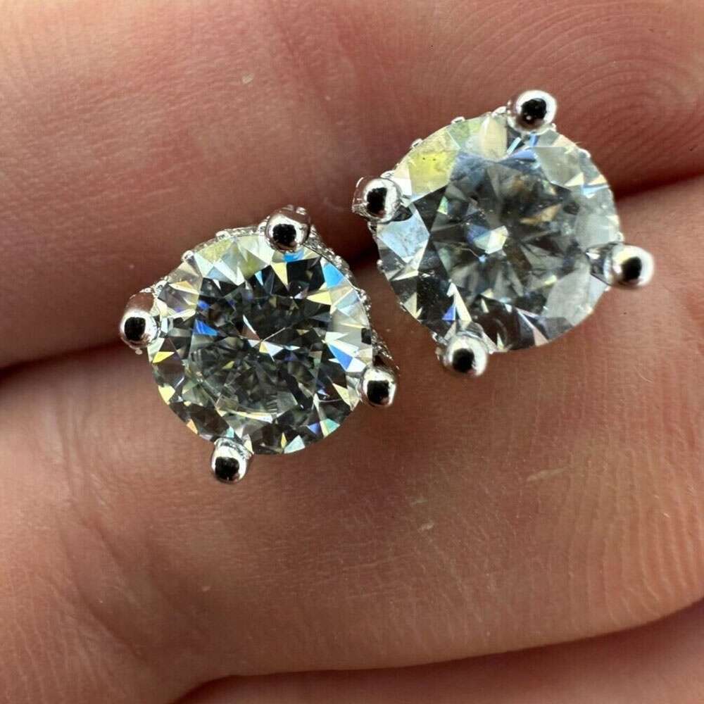 Wholesale Vvs Moissanite Round Cut Diamond Earring Factory Price Solid Gold Screw Back Hoop Stud Earrings Men Women