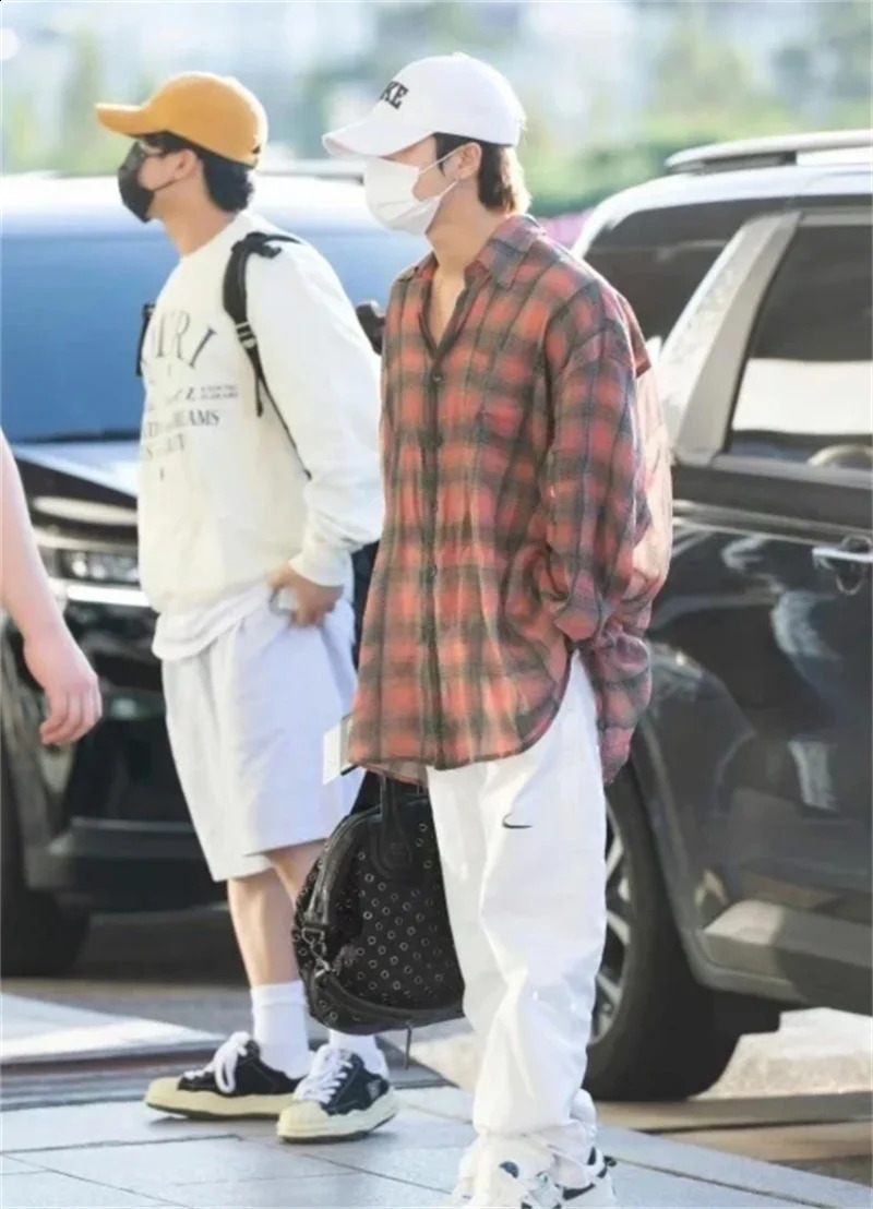 OUR LEGACY Rose Red Checkered Shirt Mens Graduate Lazy Style Casual Loose Long Sleeve Top240802