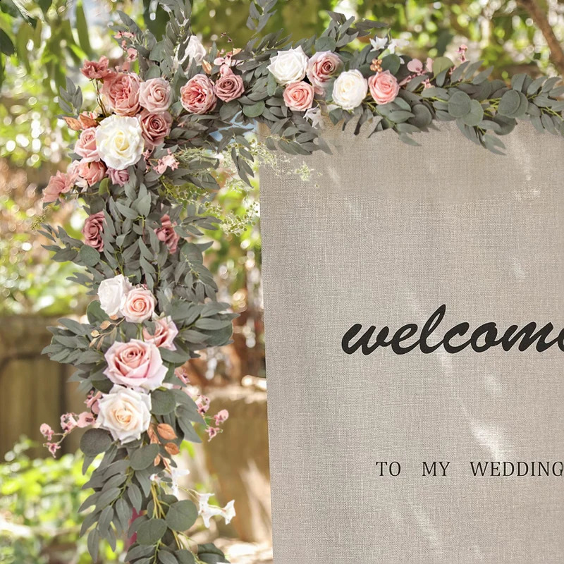 2.7M Flower Garland Set Artificial White Rose Garland Stunning Wedding Po Booth Backdrop Elegant Garden Wedding Arch Decor 240805