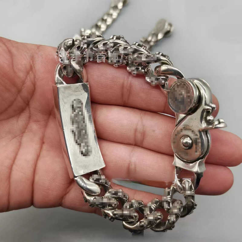 Chain Designer luxury Bracelets CH 100% silver 925 Thai Silver Thick Crosses Bracelet Domineering Fashion Hand Decorated with Lobster Buckle for Men jewelry ABEZ