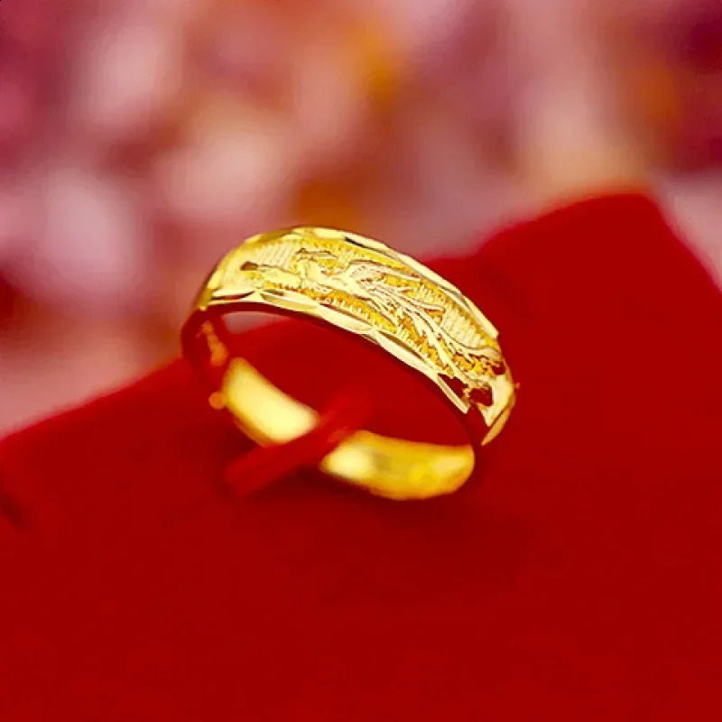 Pure 999 real gold ring full of stars 18K couple models for men and women about 5 grams dragon and phoenix agate gold ring 240905