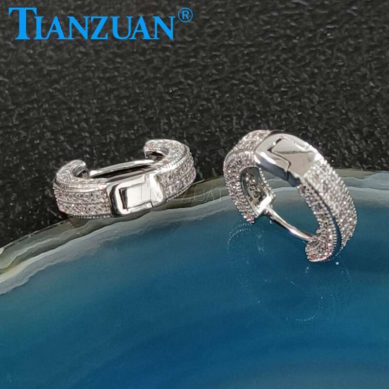 New Simple Small Hoop Moissanite Sterling Sier Trend Piercing Earrings for Women Men