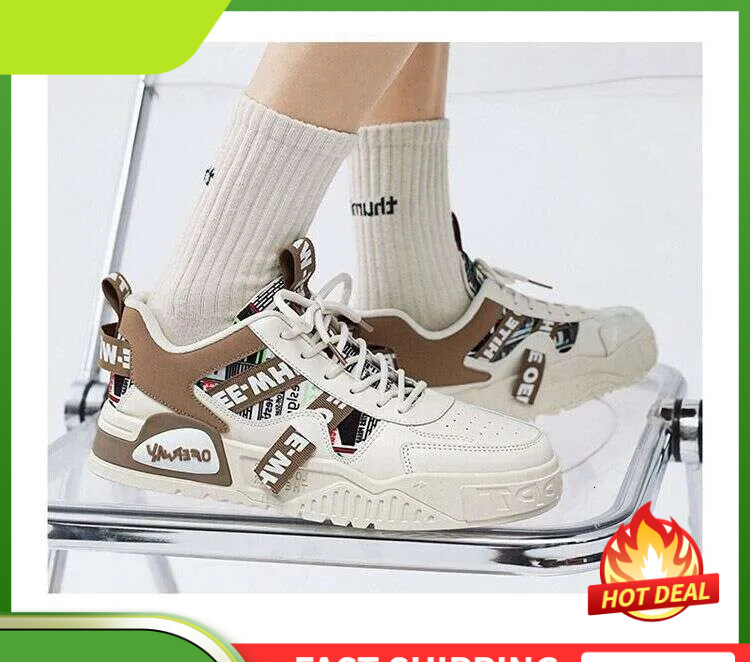 Ddmyoutdoor S Men White Breathable New Trendy Thick Sole Athleisure Versatile Fashion Shoes Black Free Shipping Outdoor Ole Hoes Hipping