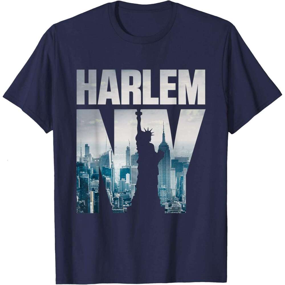 T shirt Mens Tee shirts, Harlem New York City Skyline Short Sleeve T-Shirt shirts tshirt graphic tee Casual tops summer clothes Short sleeve Free ship